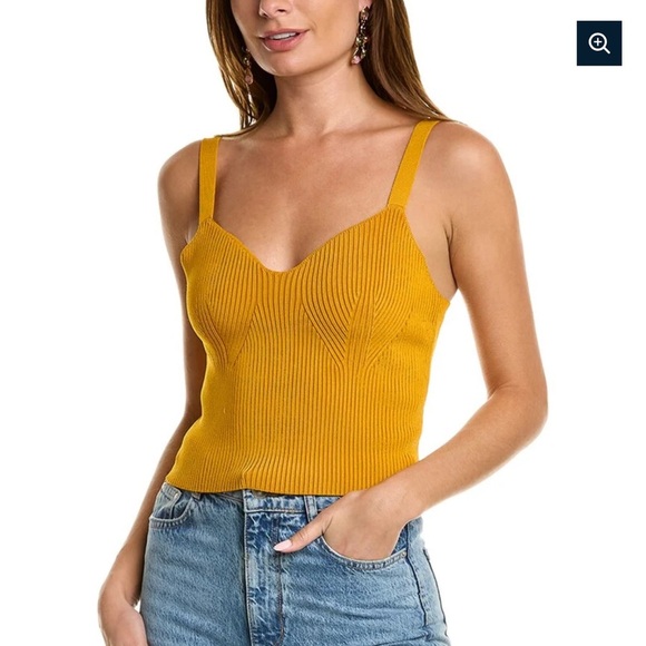 NEW Vince Ribbed Knit Sweetheart Bralette Papaya Yellow Cropped Tank Size Medium - Picture 8 of 8
